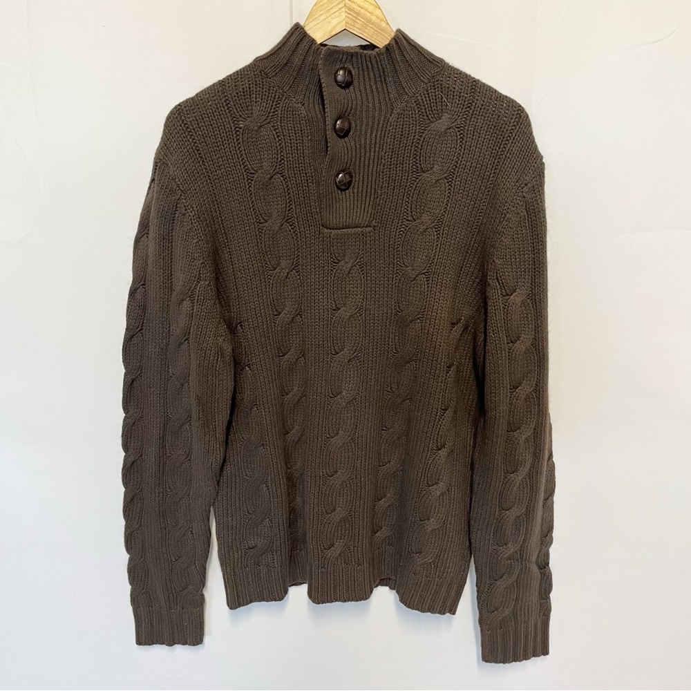 Fossil Brown Cable Knit Mock Neck Sweater Men’s Size Large NEW